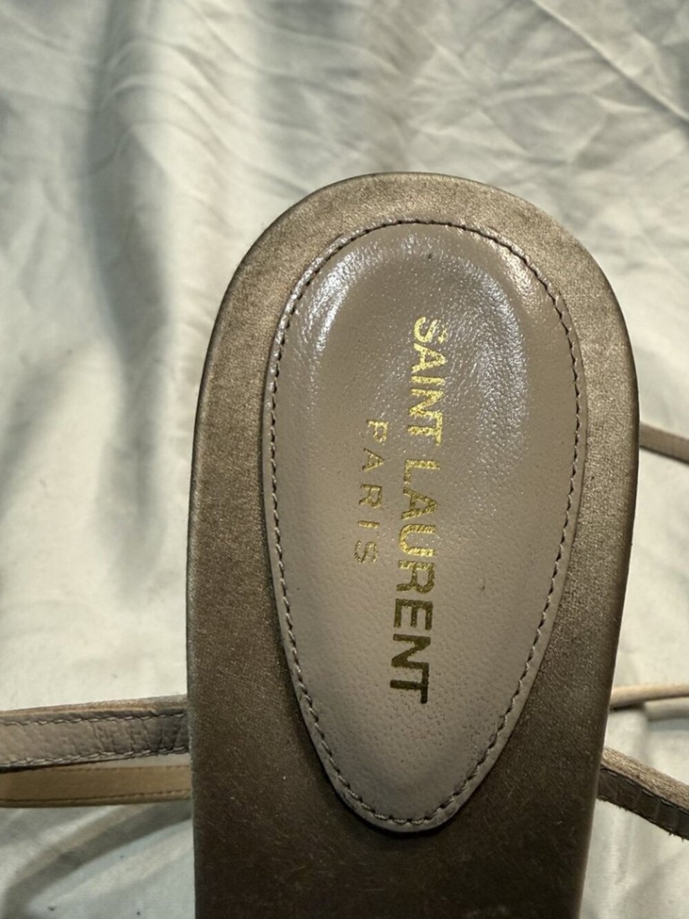 Saint Laurent Lydia 110 Nude Satin Ankle Wrap Sandal Heels EU 38 US 8 - Picture 5 of 12